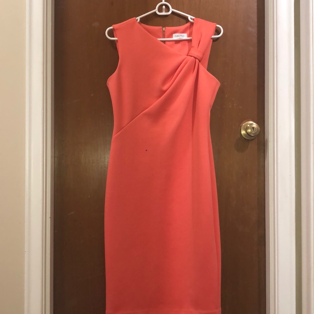 Coral Calvin Klein scuba dress